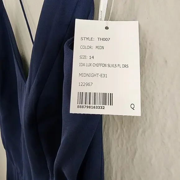 Nordstrom Thread Midnight Chiffon Criss Cross Back A-Line Maxi Gown Plus 14 - Picture 6 of 11